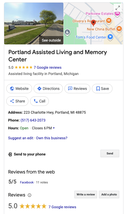 assisted living GBP